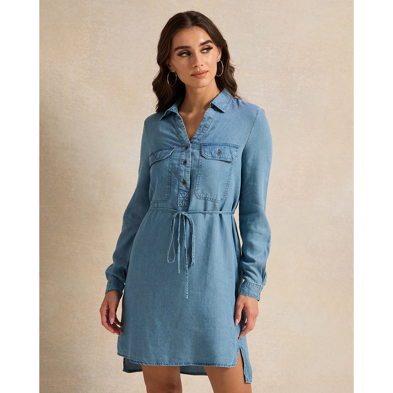 Women Blue Denim Tunic Dress|UK8|UK10|UK12|UK14|UK16|UK18