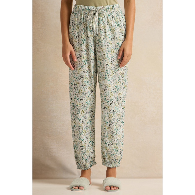 Women White Floral Print Pyjama Bottom