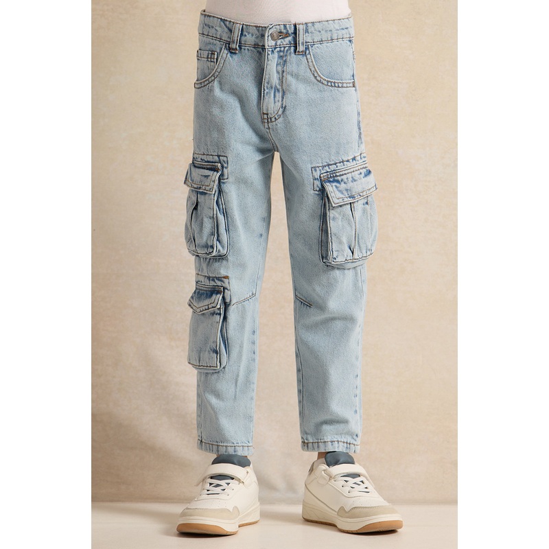 Boys Blue Cargo Pocket Jeans|2-3 Years|3-4 Years|4-5 Years|5-6 Years|6-7 Years|7-8 Years
