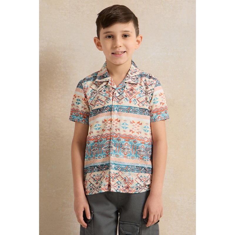 Boys Multicolour Printed Short Sleeve Shirt