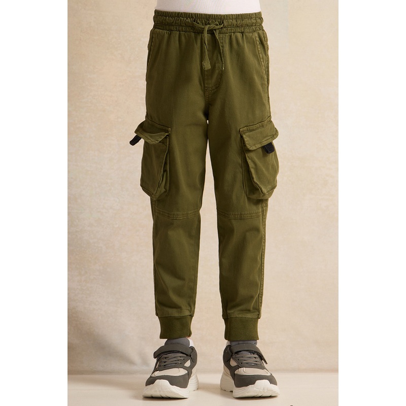 Boys Olive Jogger Trousers With Cargo Pocket