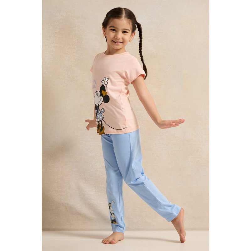 Girls Blue And Pink Minnie Mouse Pyjama Set (2 Piece)