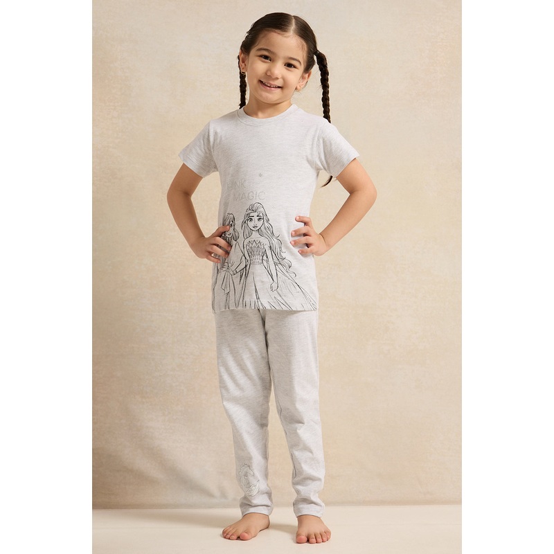 Girls Grey Frozen Pyjama Set (2 Piece)
