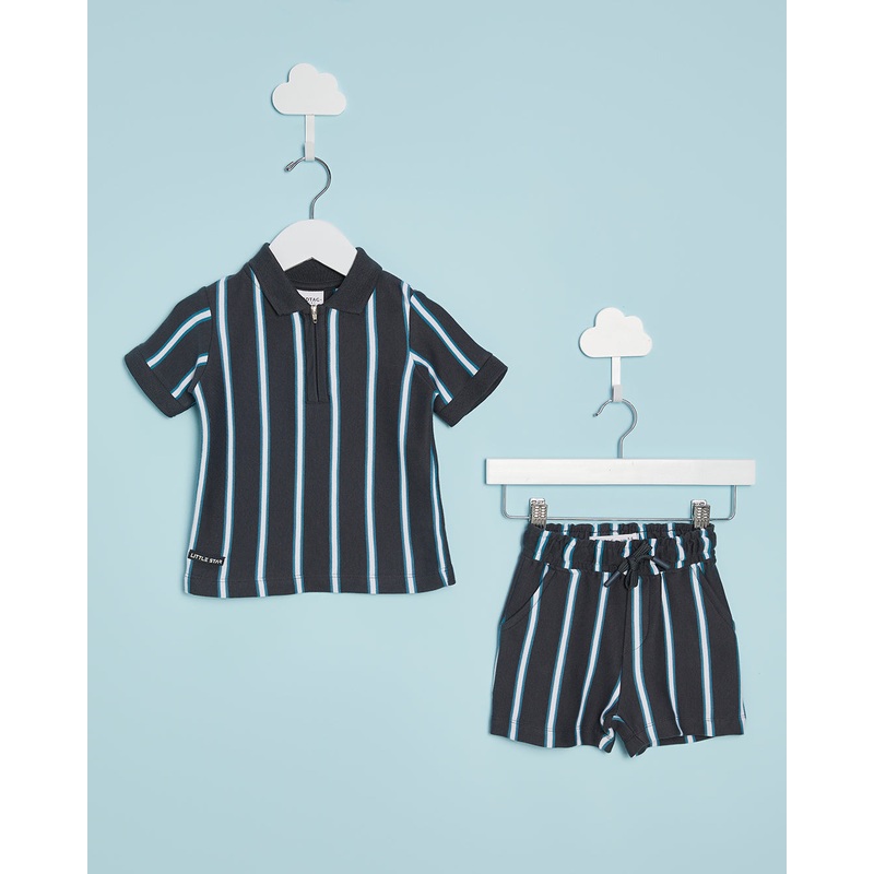 Infant Boys Black Striped Co Ord Set (2 Piece)