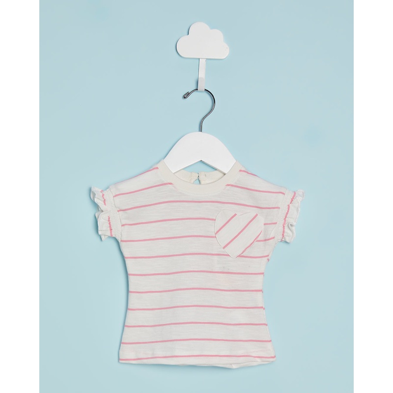 Infant Girls Pink Striped Casual T-Shirt