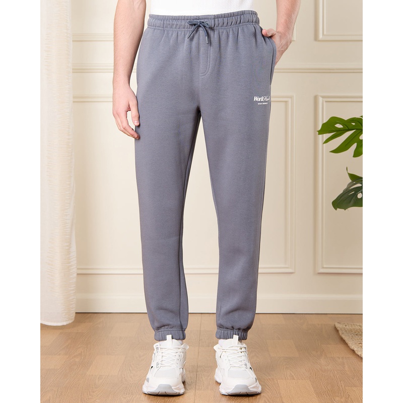 Men Blue Printed Active Track Pants