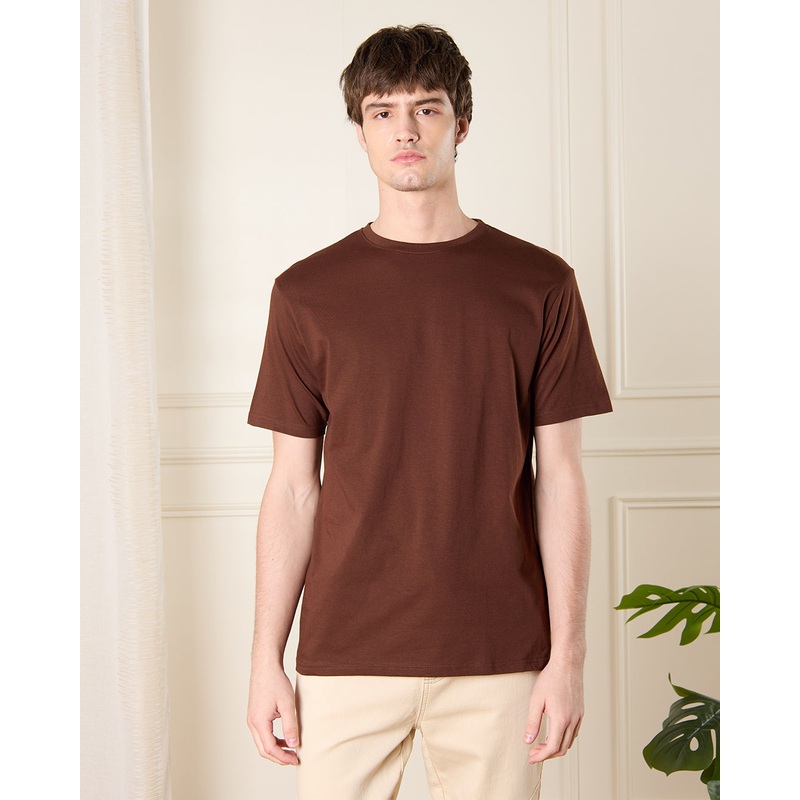 Men Brown Solid T-Shirt|Small|Medium|Large|X-Large|XX-Large