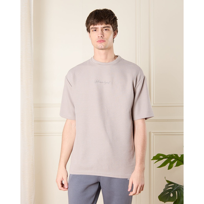 Men Grey Jacquard T-Shirt|Small|Medium|Large|X-Large|XX-Large