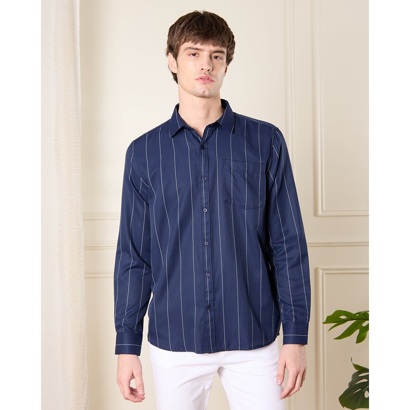 Men Navy Striped Shirt|Small|Medium|Large|X-Large|XX-Large