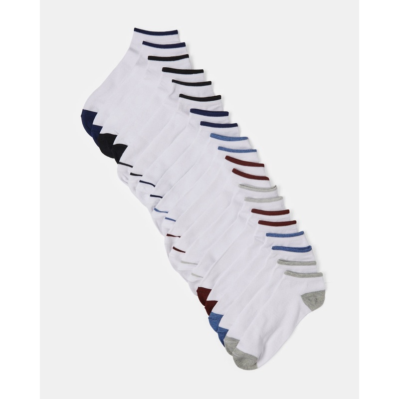 Men White Ankle Socks Set (Pack of 10)