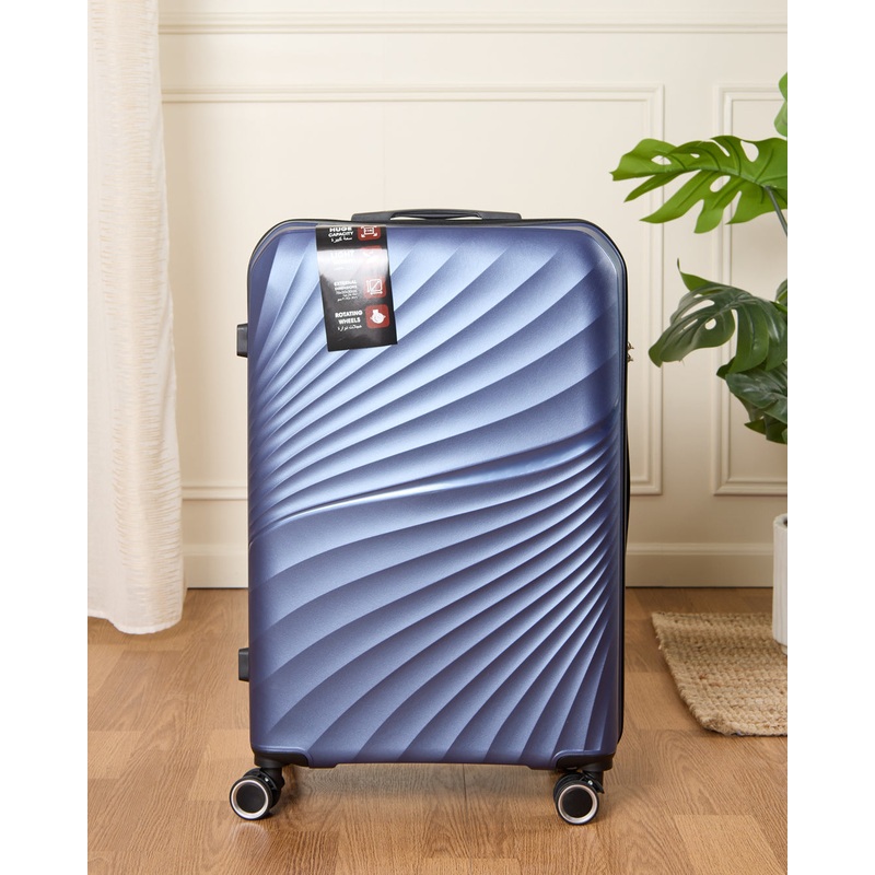 Navy Textured Trolley Luggage Trolley (28 Inch)