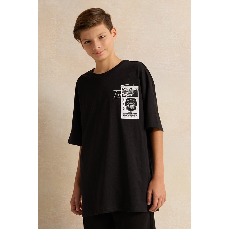 Senior Boys Black Game Zone Oversize T-Shirt