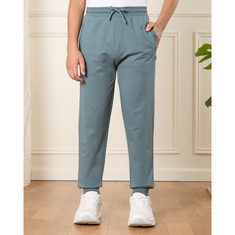 Senior Boys Blue Solid Active Pants