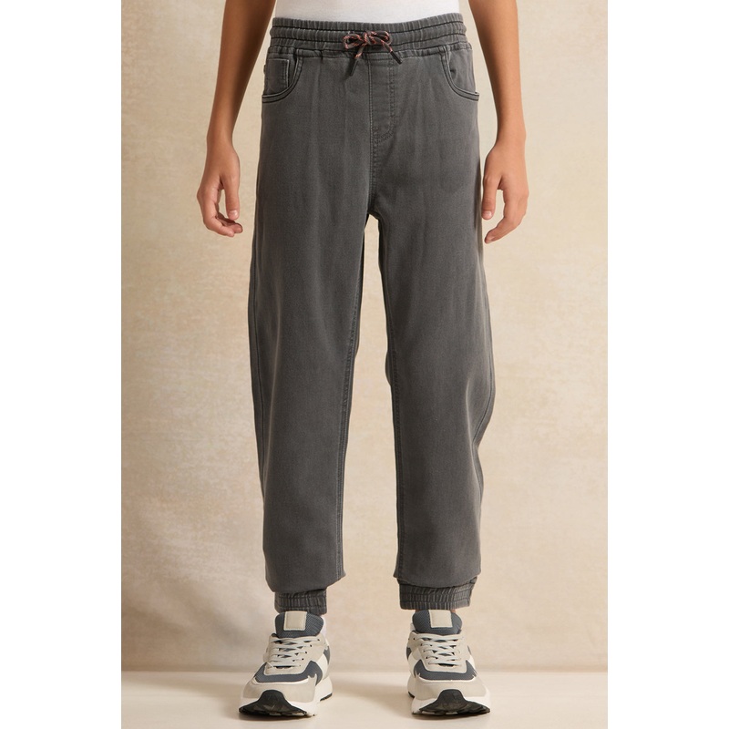 Senior Boys Grey Denim Joggers