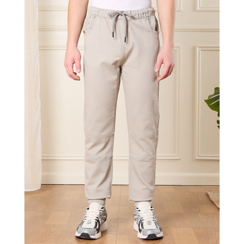 Senior Boys Grey Pull On Denim Joggers