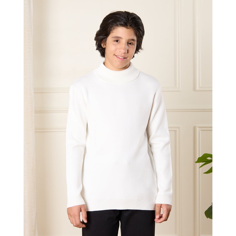 Senior Boys Ivory High Neck Pullover