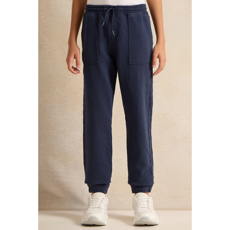 Senior Boys Navy Knit Denim Jogger