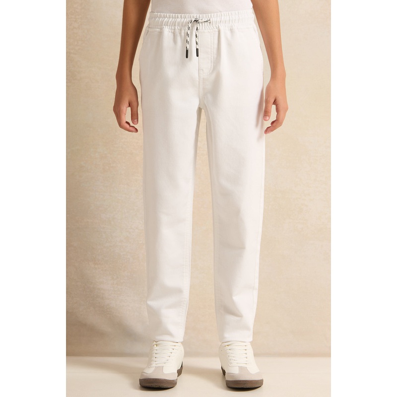 Senior Boys White Pull-on Denim Jeans
