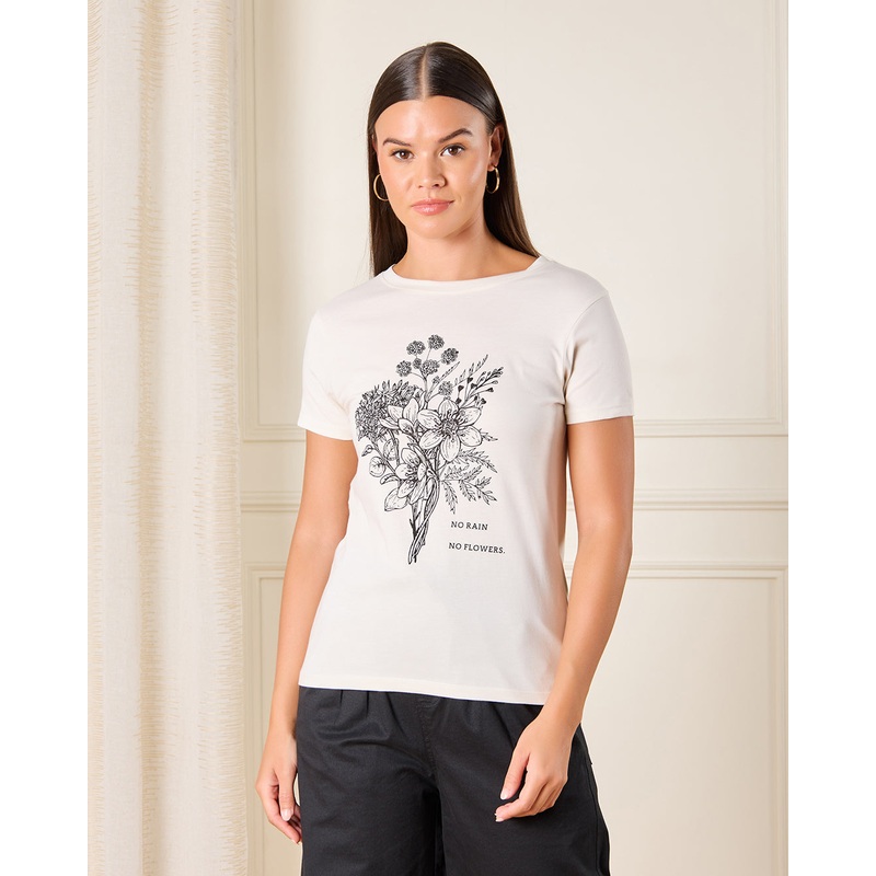 Women Lilac Floral Print T-Shirt