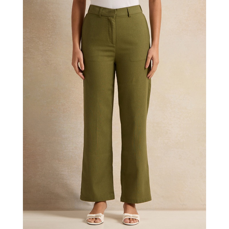Women Olive Flared trousers|UK8|UK10|UK12|UK14|UK16|UK18