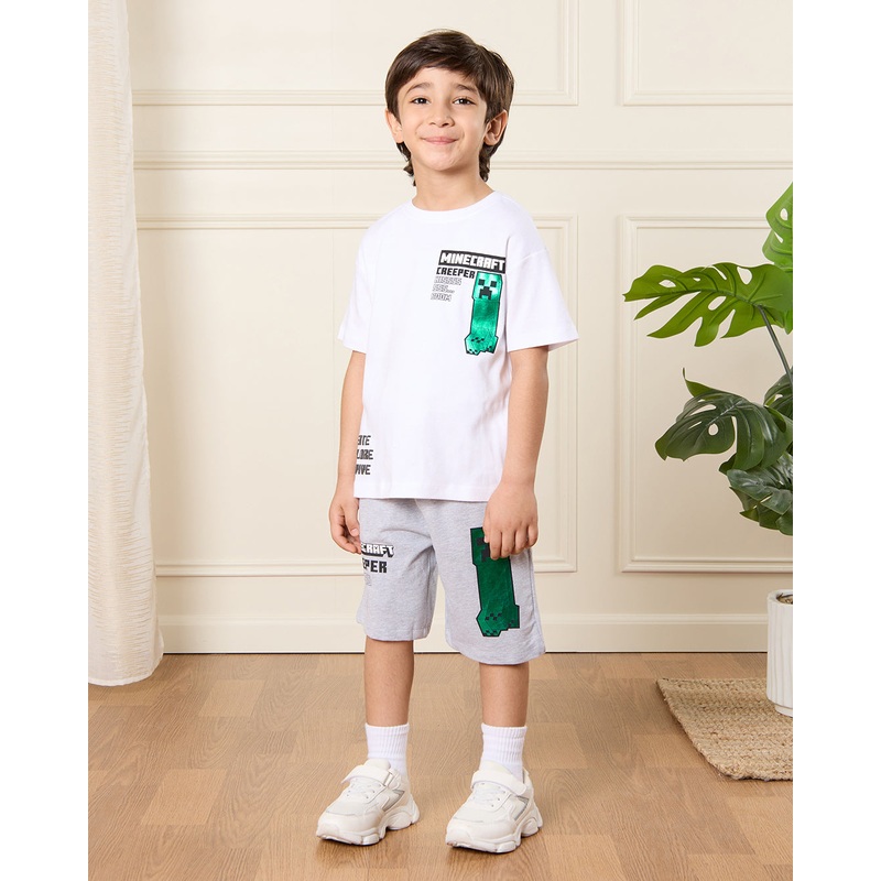 Boys Beige Minecraft Print Set (2 Piece)
