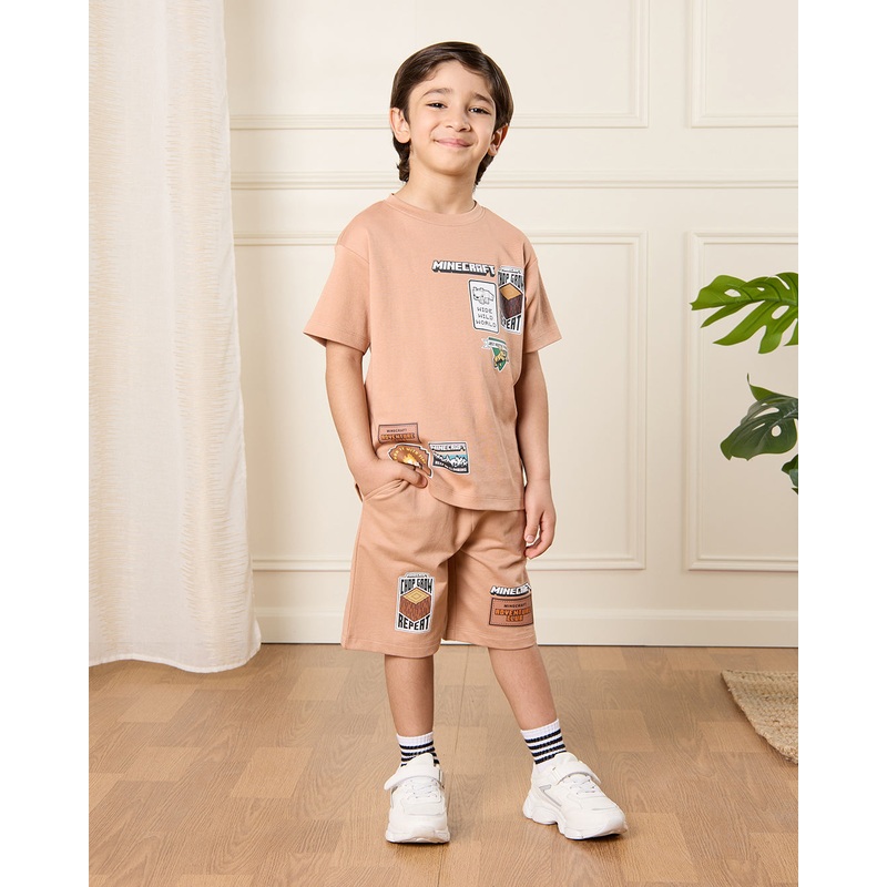Boys Brown Minecraft Print Set (2 Piece)