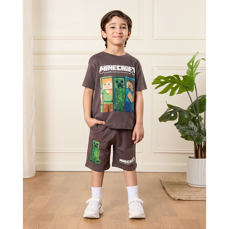 Boys Charcoal Minecraft Print Set (2 Piece)
