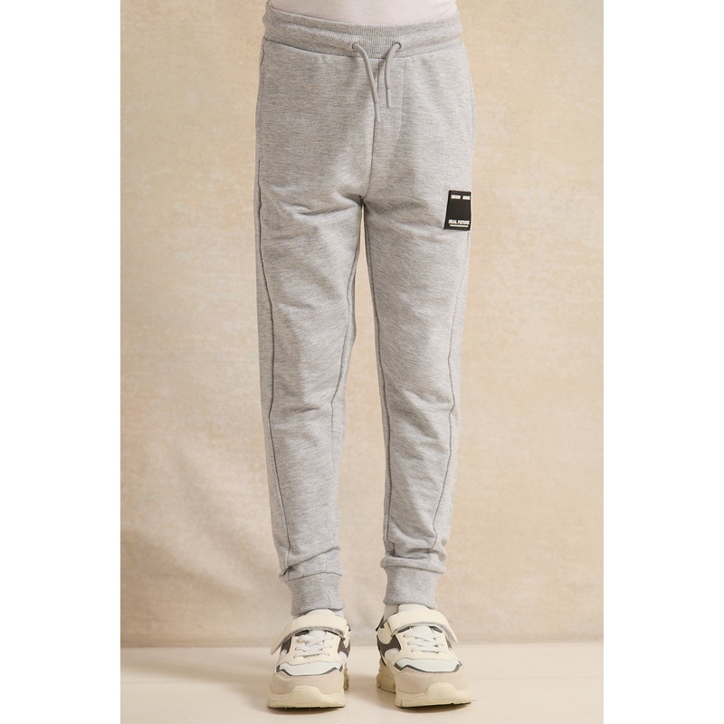 Boys Grey Marl Active Pants With Print