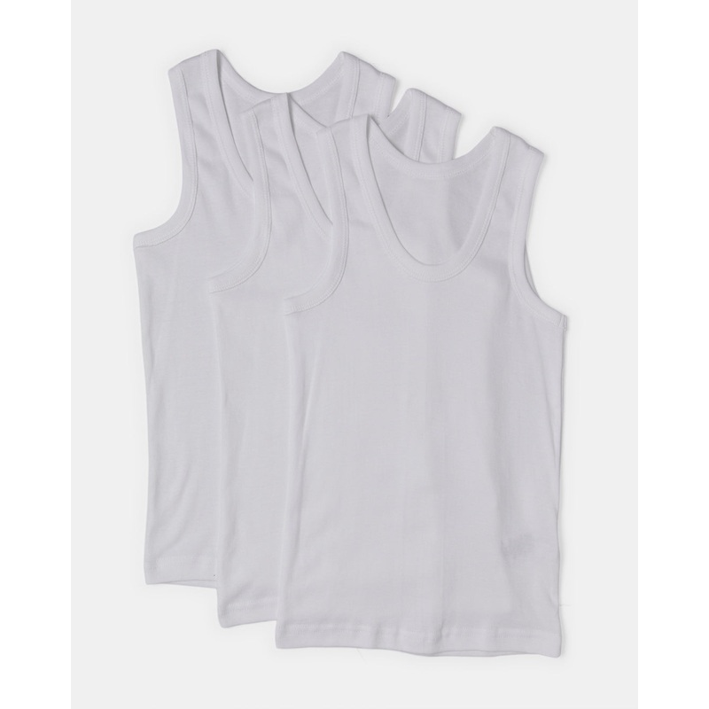 Boys White Basic Vest Set (Pack of 3)