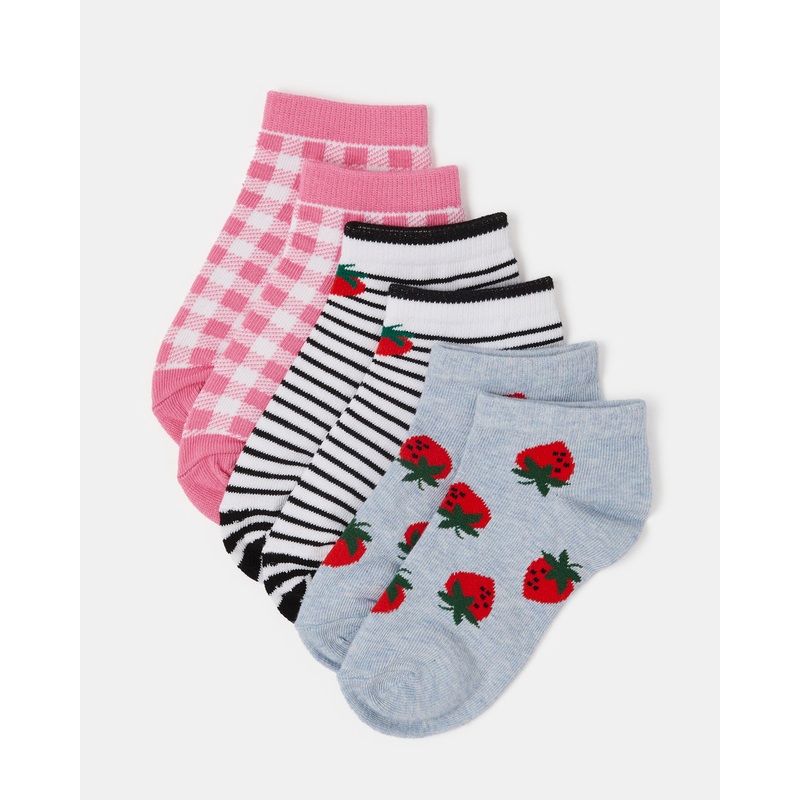 Girls Assorted Printed Ankle Length Socks (3 Pairs)
