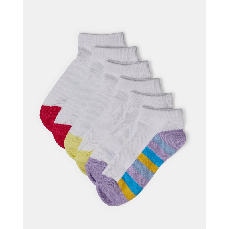 Girls White Jacquard Ankle Length Socks (3 Pairs)