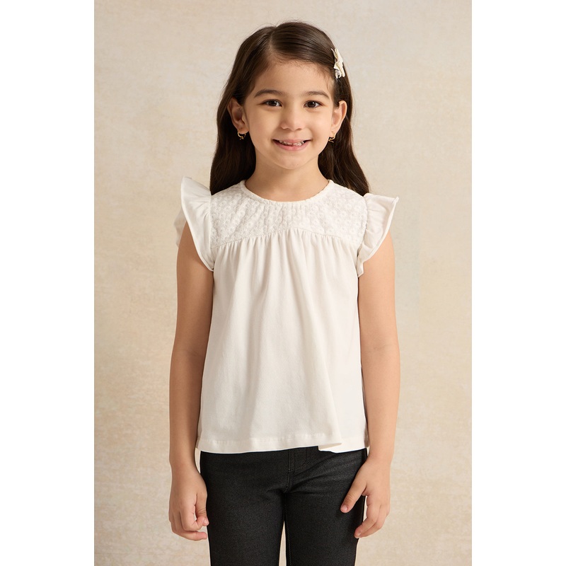Girls White Jacquard Top|2-3 Years|3-4 Years|4-5 Years|5-6 Years|6-7 Years|7-8 Years