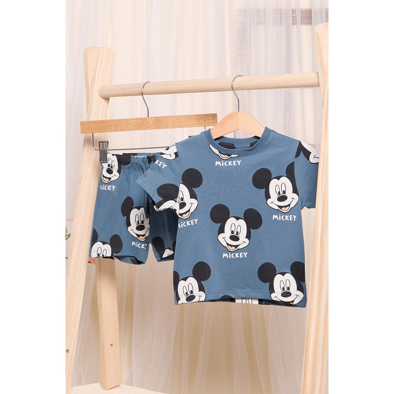 Infant Boys Blue Printed Casual Set (2 Piece)