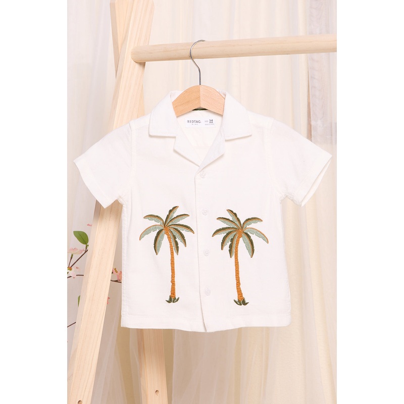 Infant Boys Cream Embroidered Shirt