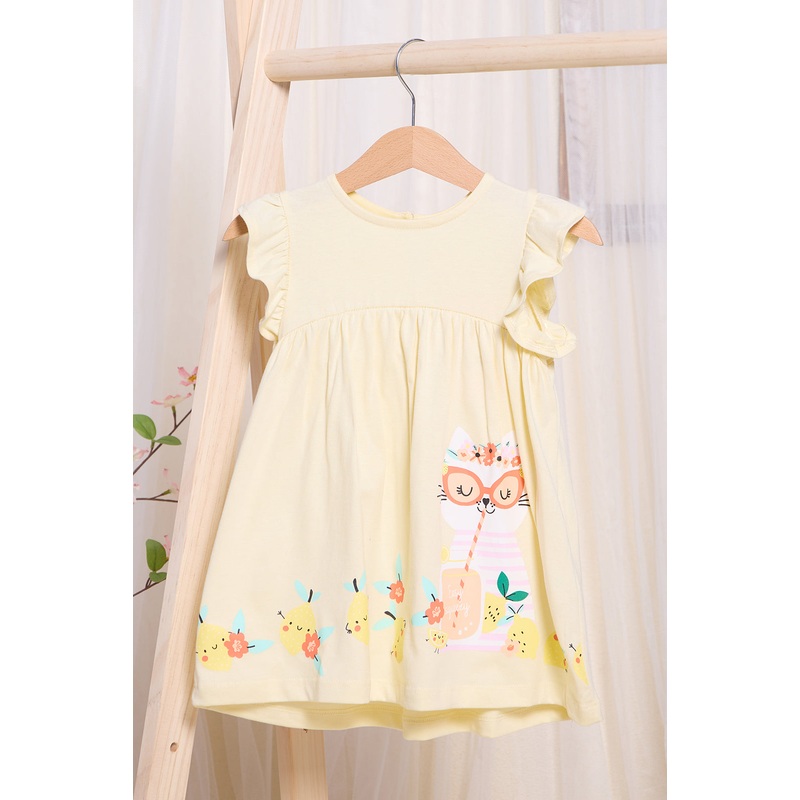 Infant Girls Yellow Printed Dress