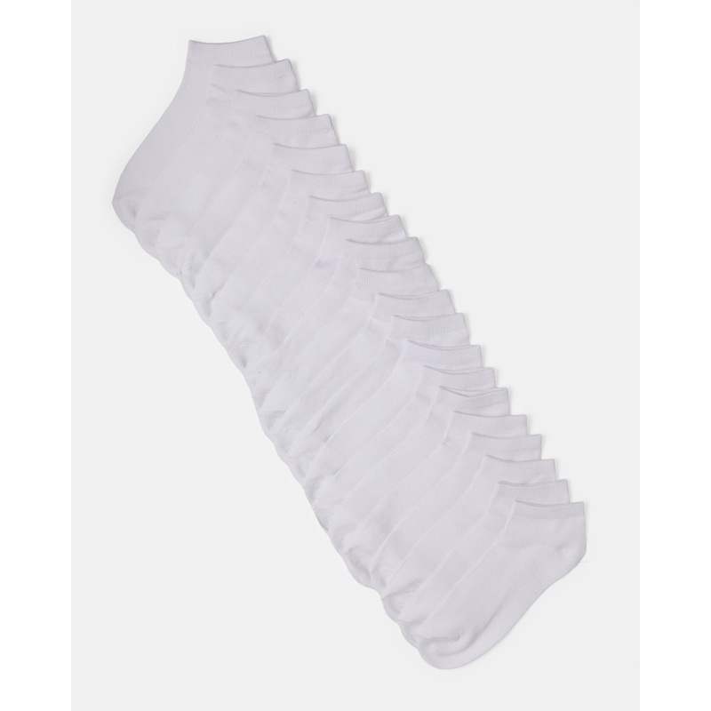 Men White Plain Socks Set (10 Pairs)
