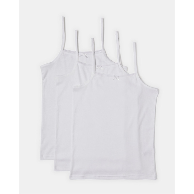 Senior Girls White Basic Vest Set (Pack Of 3)