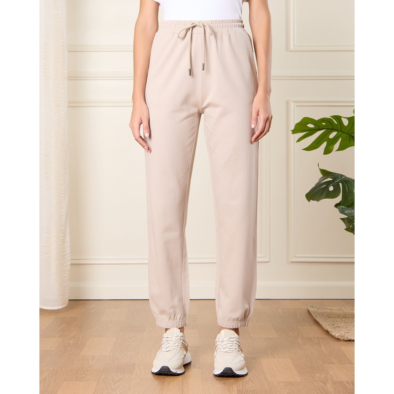 Women Beige Jogger Active Pants