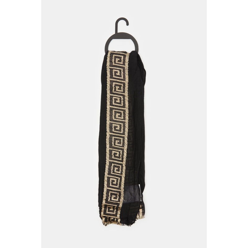 Women Black Jacquard Scarf