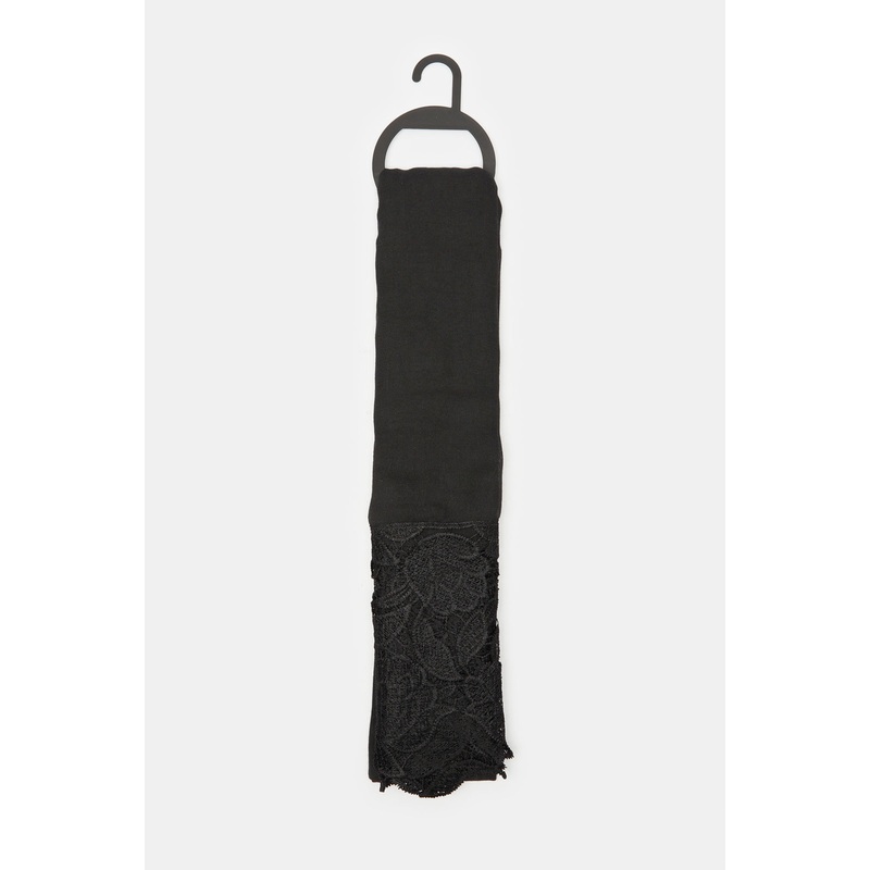 Women Black Scarf With Lace