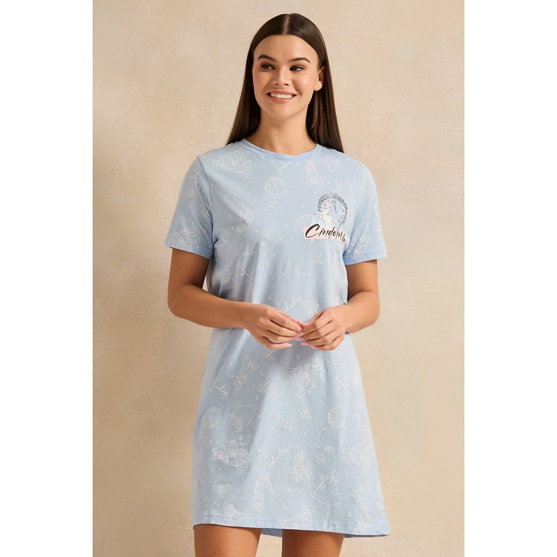 Women Blue Printed Nightshirt|UK8|UK10|UK12|UK14|UK16|UK18