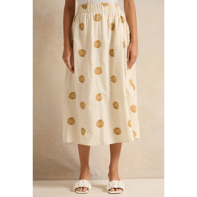 Women Cream Embroidered Skirt|UK8|UK10|UK12|UK14|UK16|UK18