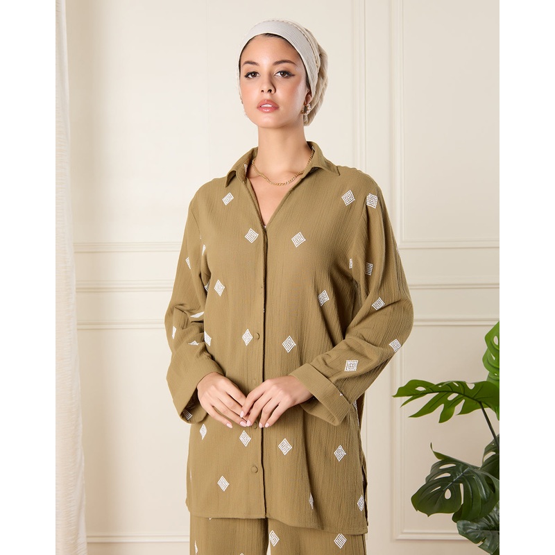 Women Green Embroidered Shirt|UK8|UK10|UK12|UK14|UK16|UK18