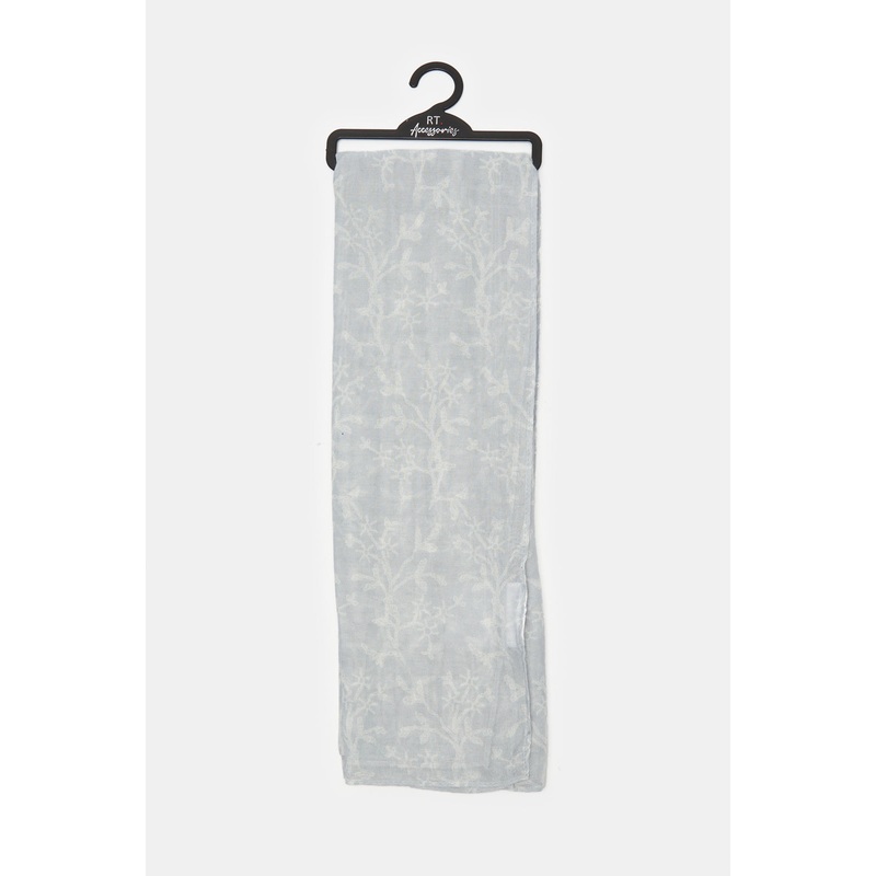 Women Grey Floral Printed Scarf