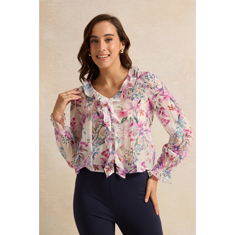 Women Ivory Floral Printed Blouse