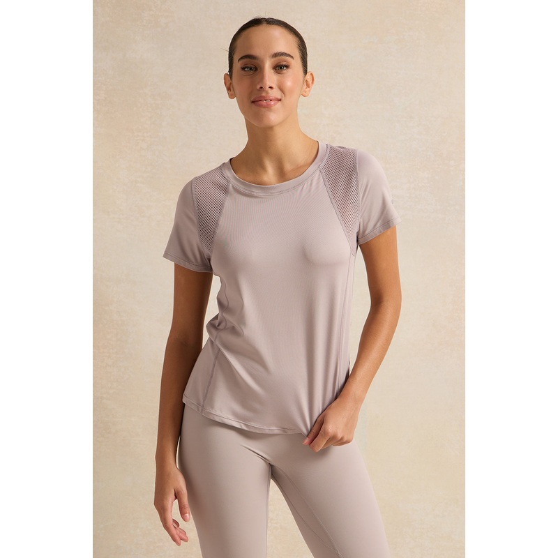 Women Mauve Active Mesh T-Shirt