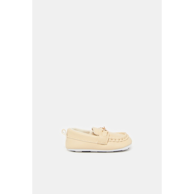 Baby Beige Embellished Pram Shoes