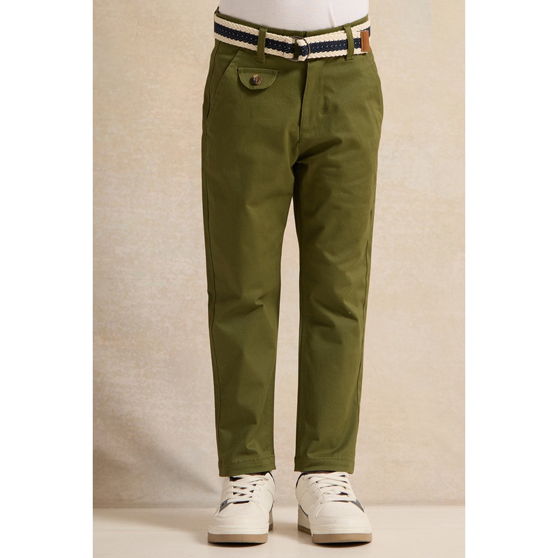 Boys Olive Belted Trousers|2-3 Years|3-4 Years|4-5 Years|5-6 Years|6-7 Years|7-8 Years