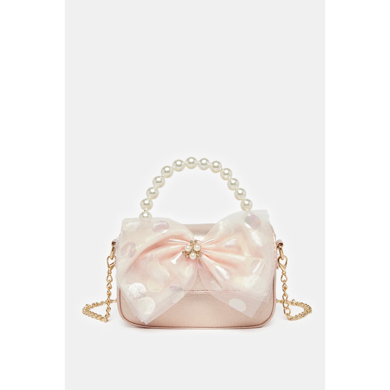 Girls Pink Embellished Cross Body Bag