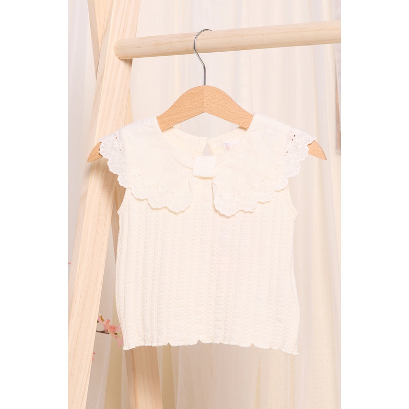 Infant Girls Ivory Jacquard Blouse